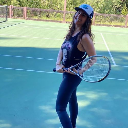 Picture of Jacqueline Obradors while playing Tennis.